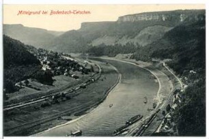 Mittelgrund bei Bodenbach-Tetschen. Blick elbab