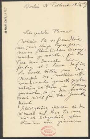 Brief an B. Schott's Söhne : 13.10.1897