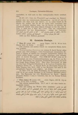 VI. Christliche Theologie. [8° Cod. Ms. pers. 37 - 8° Cod. Ms. pers. 40]