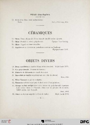 Céramiques (Nr. 74-77)