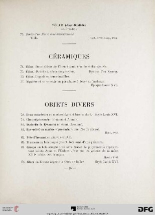 Céramiques (Nr. 74-77)