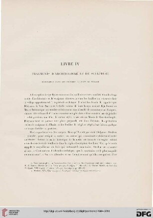 Livre IV: Fragments d'architecture et de sculpture