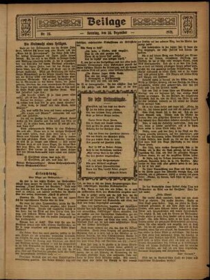 Zweite Ausgabe vom Sonntag, den 25. Dezember 1921.