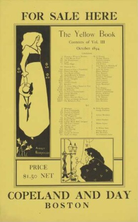 For sale here the Yellow Book Contents of Vol. III October 1894