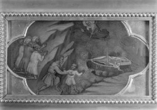 Darstellungen aus der Legende der heiligen Katharina von Siena / Legende der heiligen Birgitta — Die heilige Birgitta rettet Schiffbrüchige
