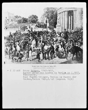 Berlin, Parade Unter den Linden im Jahr 1837