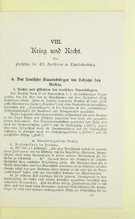 VIII. Krieg und Recht