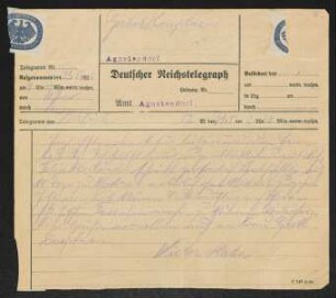 Brief von Victor Hahn an Gerhart Hauptmann