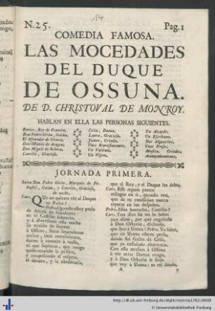 Las Mocedades Del Duque De Ossuna