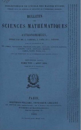 Tome VIII. - Aout 1884.