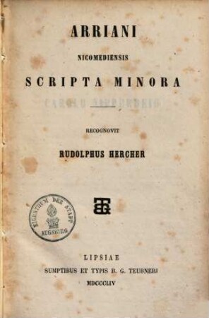 Arriani Nicomediensis scripta minora