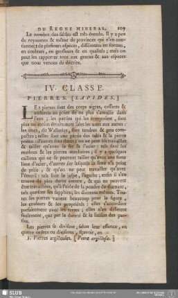 IV. Classe. Pierres. [Lapides]