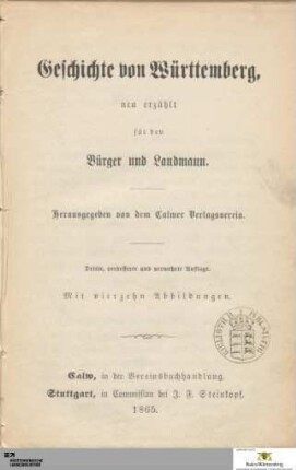 Geschichte von Württemberg : neu erzählt für den Bürger und Landmann