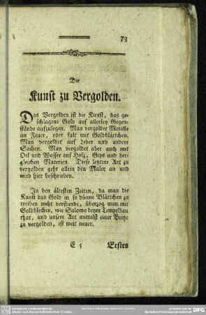 Die Kunst zu Vergolden