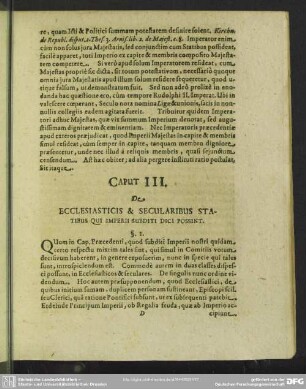 Caput III. De Ecclesiasticis & Secularibus Statibus Qui Imperii Subditi Dici Possint
