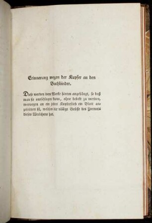 Erinnerung wegen der Kupfer an den Buchbinder.