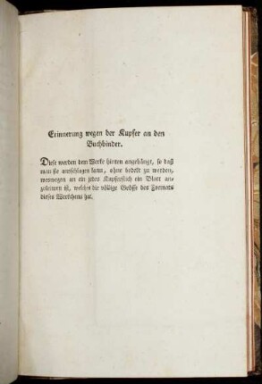 Erinnerung wegen der Kupfer an den Buchbinder.