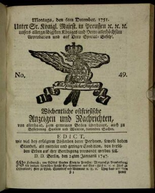 No. 49. Montags, den 6ten December, 1751.