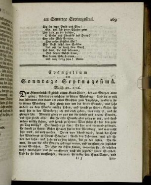 Evangelium am Sonntage Septuagesimä. - Evangelium am Sonntage Seragesimä.
