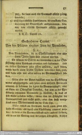 Sechzehntes Capitel. Von den Pflichten einzelner Arten der Vormünder