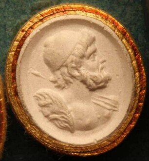 Ulysses (Odysseus) mit Schild und Spieß bewaffnet (Daktyliothek, Supplement)