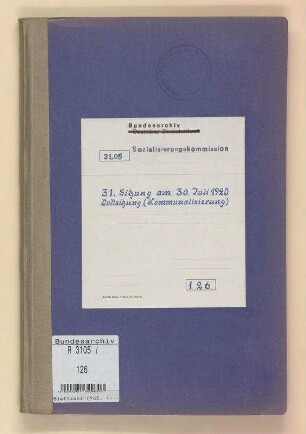 31. Sitzung am 30. Juli 1920: Vollsitzung zur Kommunalisierung