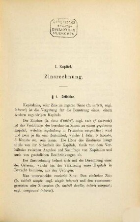 Handbuch der Zinseszins-, Renten-, Anleihen- und Obligationen-Rechnung