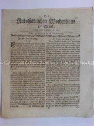 Rudolstädtisches Wochenblatt, 9. Jg. 1777 Nr. 4