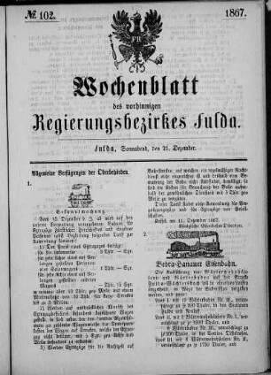Nr. 102, Ausgabe vom 21. Dezember 1867