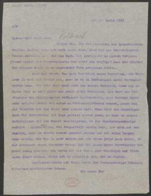 Brief an Fritz Volbach : 25.04.1917