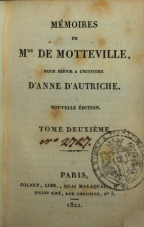 Mémoires de Mme de Motteville pour servir à l'histoire d'Anne d'Autriche, 2