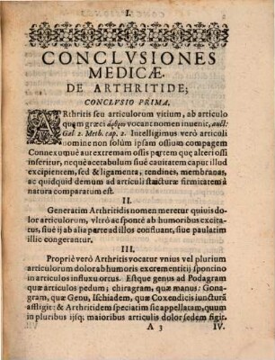 Conclusiones medicae de arthritide