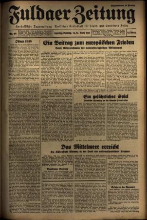 Ausgabe vom Samstag, den 16. April 1938.
