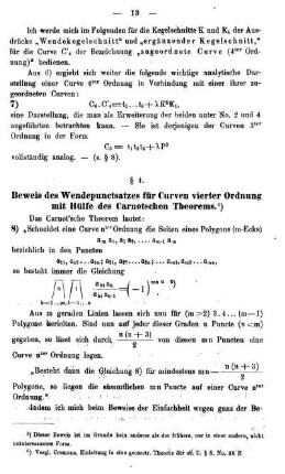 § 4. Beweis des Wendepunctsatzes für Curven vierter Ordnung mit Hülfe des Carnotschen Theorems.