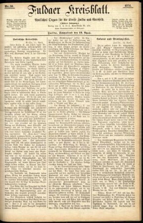 Ausgabe vom Samstag, den 13. April 1878.