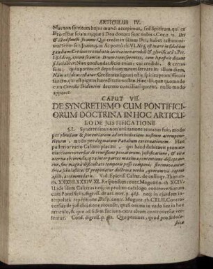 Caput VII. De Syncretismo Cum Pontificiorum Doctrina In Hoc Articulo De Justificatione.