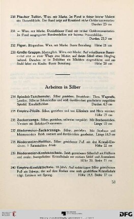 Arbeiten in Silber (Nr. 234-254)