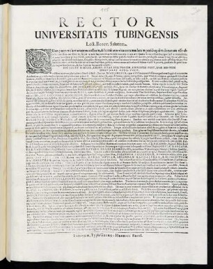 Rector Universitatis Tubingensis Lect. Benev. Salutem : Quanquam volare aetatem nostram ...