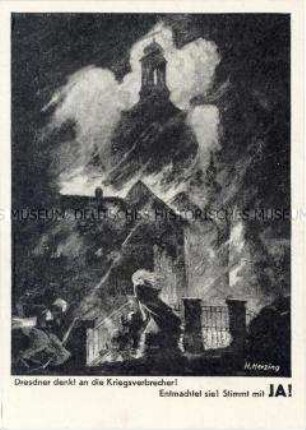 Postkarte zum Volksentscheid über die Enteignung der Betriebe der Nazi- und Kriegsverbrecher