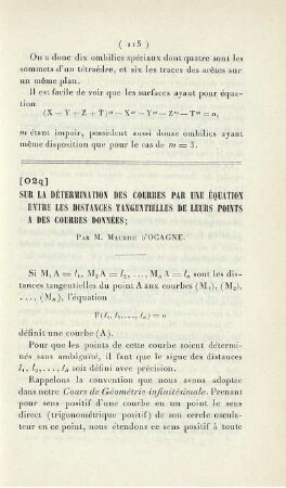 Sur la Détermination des Courbes par une Équation entre les Distances tangentielles de leurs Points a des Courbes Données.