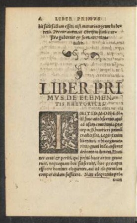 Liber Primus De Elementis Rhetorices.