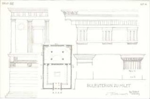 Eckert, Georg; München; Studienarbeiten - Buleuterion zu Milet (Grundriss, Detail, Schnitt)