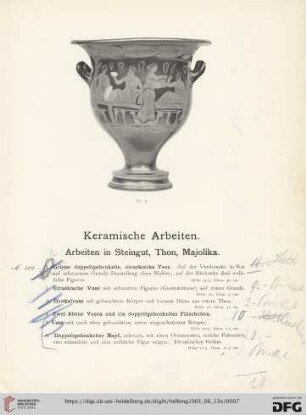 Arbeiten in Steingut, Thon, Majolika (Nr. 1-25)