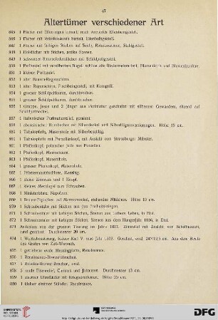Altertümer verschiedener Art (Nr. 845-887)