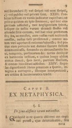 Caput II. Ex metaphysica.