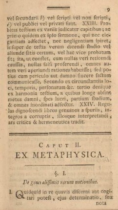 Caput II. Ex metaphysica.