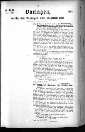 Anlage: ad No.15(302-305), Vorlagen, welche den Zeitungen nicht mitgeteilt sind