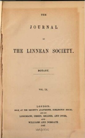 The journal of the Linnean Society of London. Botany. 9. 1867