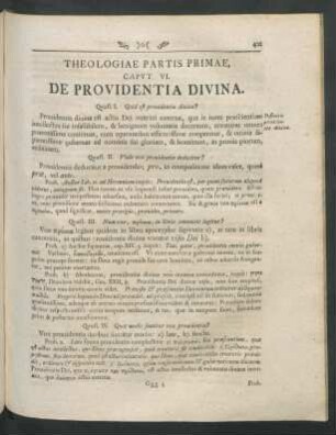 Caput VI. De Providentia Divina