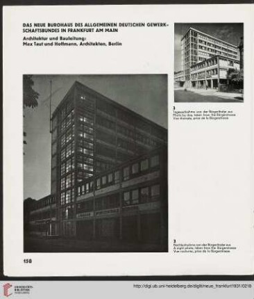 5: Das neue Bürohaus des Allgemeinen Deutschen Gewerkschaftsbundes in Frankfurt am Main